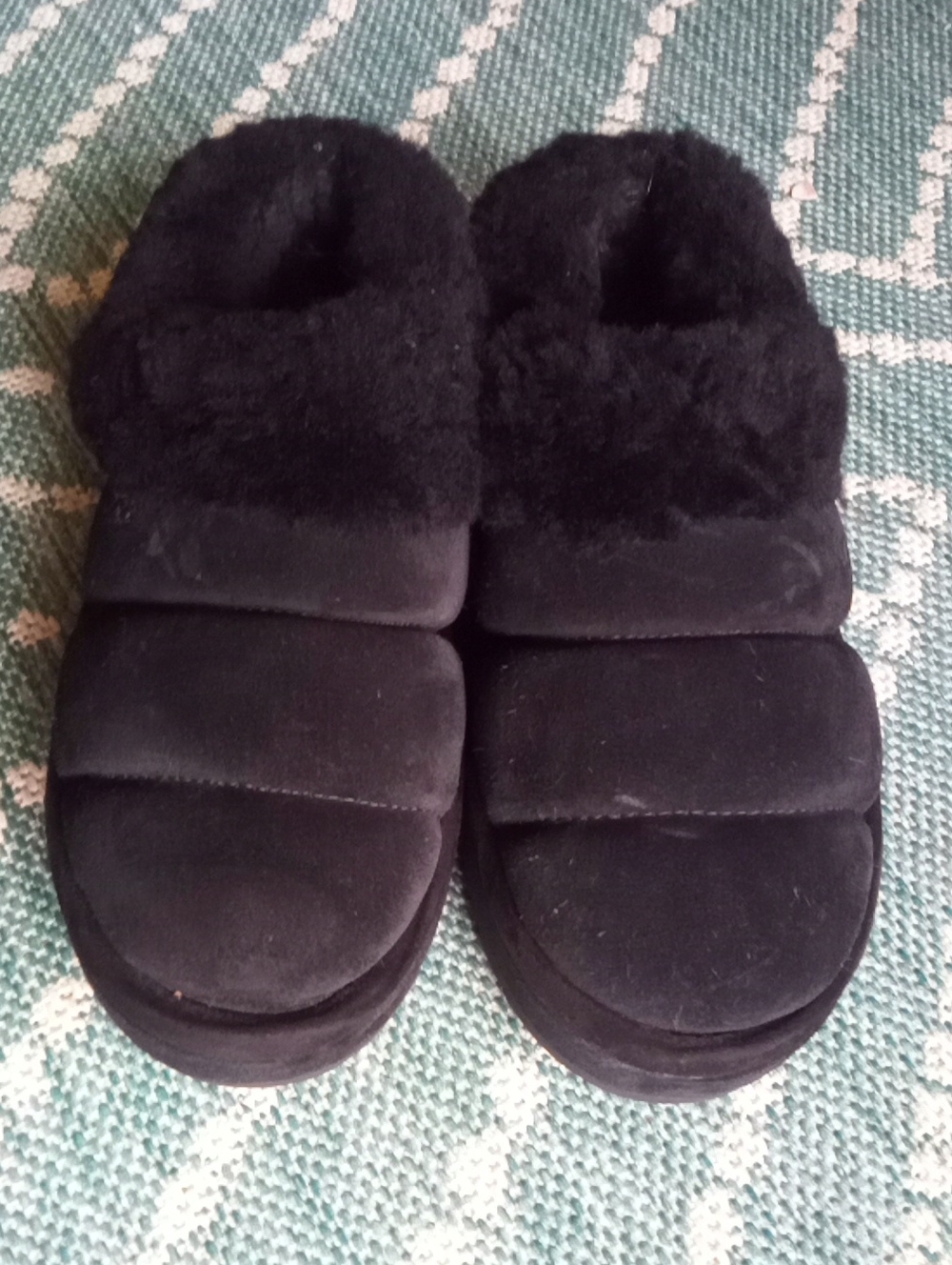 UGG Black Quilted Shearling Slide Slippers